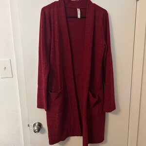 Zenana Outfitters Burgundy Open Front Cardigan